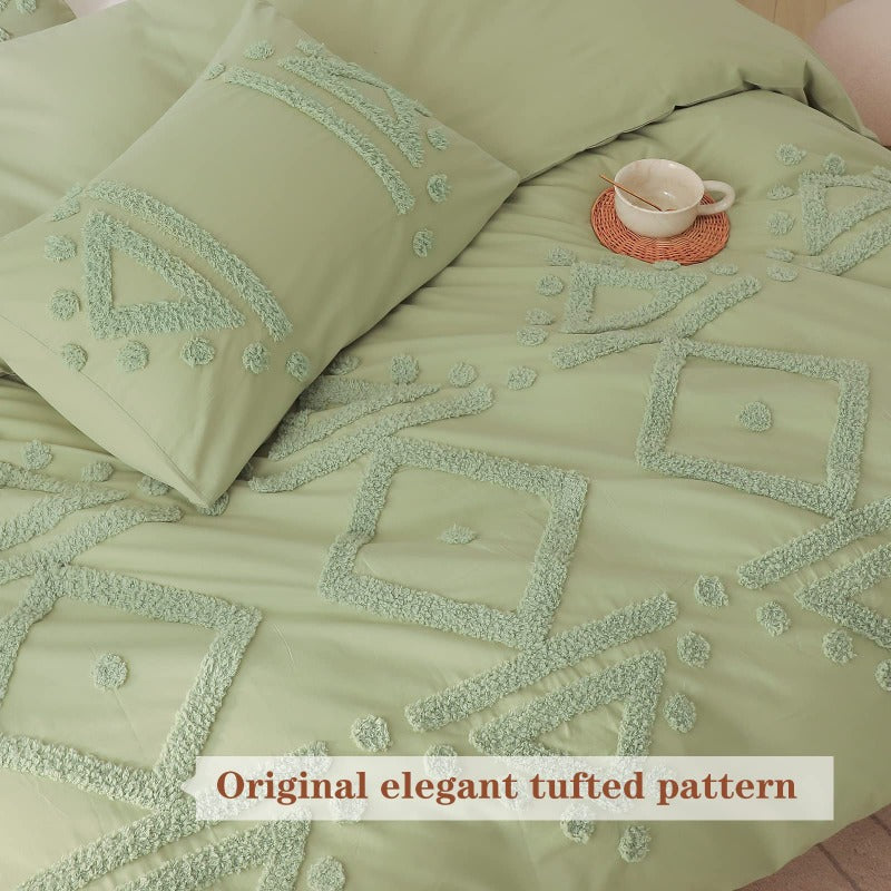 Parure de lit en coton - Losanges touffetés