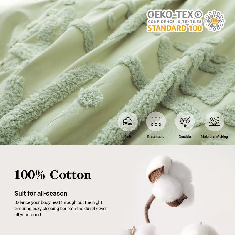 Parure de lit en coton - Losanges touffetés