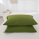 55% Linen + 45% Cotton Blend Pillowcases-forest green