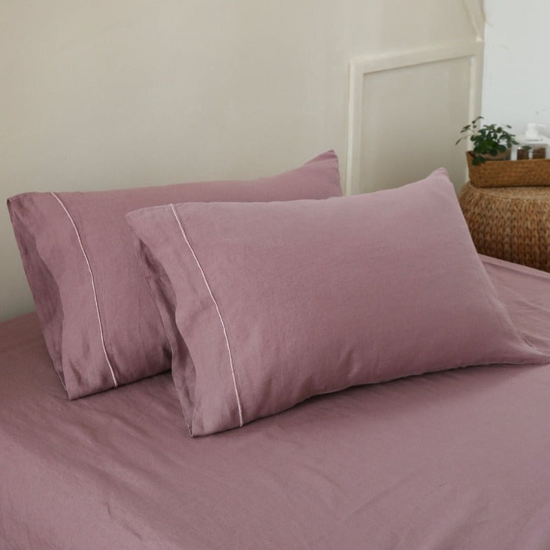 Linen Pillowcases - Embroidery Line