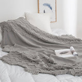 Cotton Throw Blanket - Tufted Zigzag Knit Woven Tassels