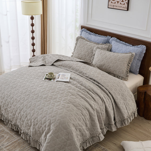 Cotton Quilt Set Round corner and Ruffles Simple&Opulence