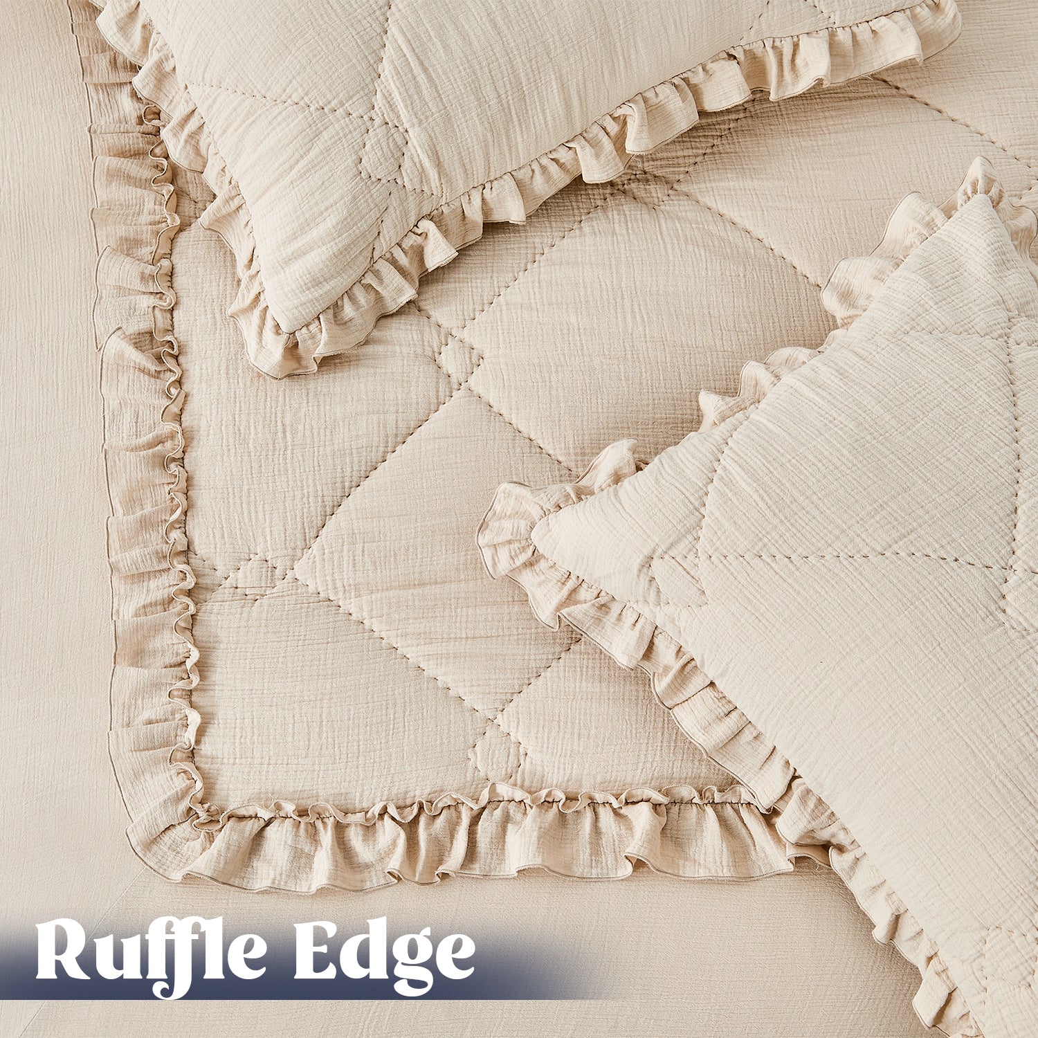 Housse de coussin Euro en mousseline de coton - Volants