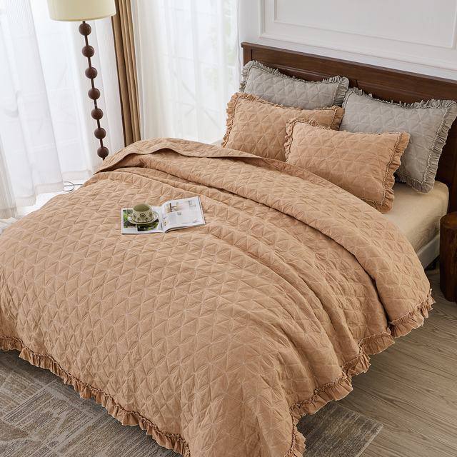 Cotton Quilt Set Round corner and Ruffles Simple&Opulence