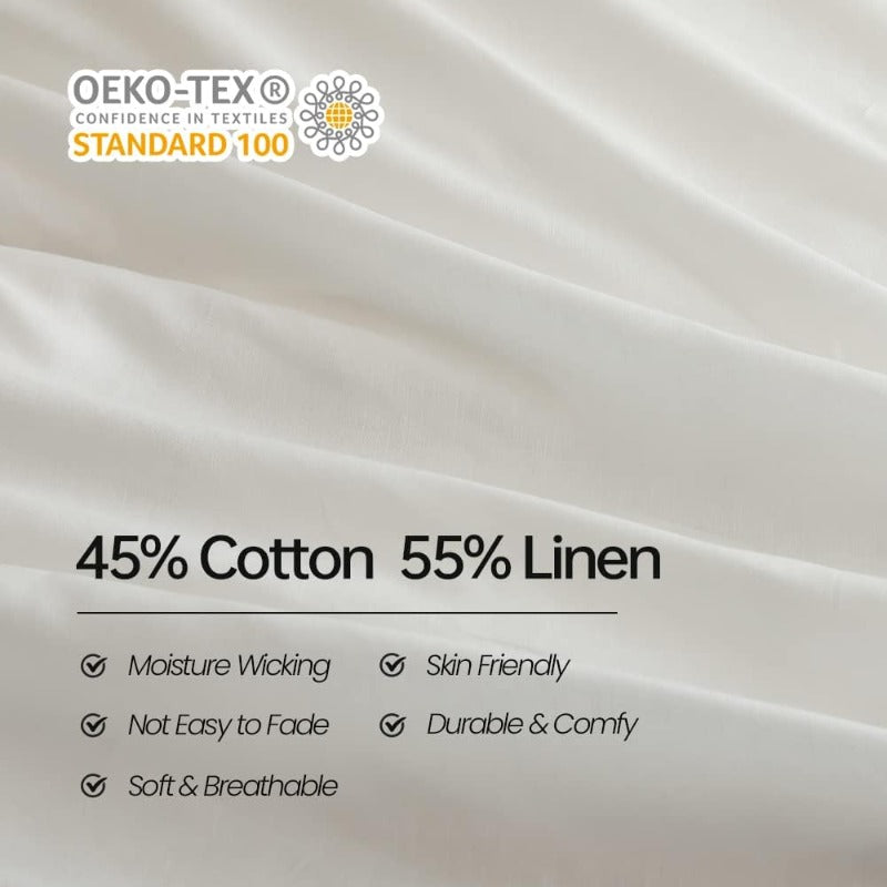 55%Linen+45%Cotton Duvet Cover Set - 3-layer tassel