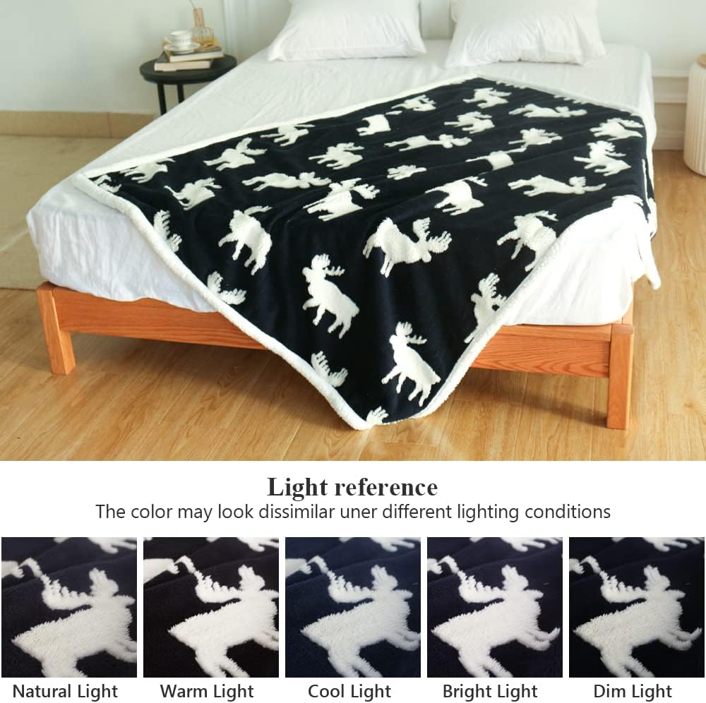 Couverture polaire Sherpa - Motif rennes
