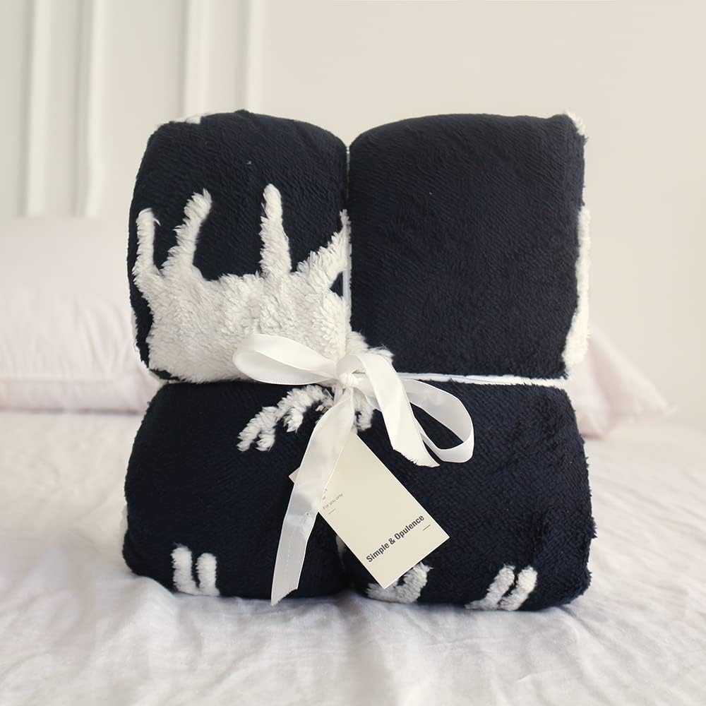Couverture polaire Sherpa - Motif rennes