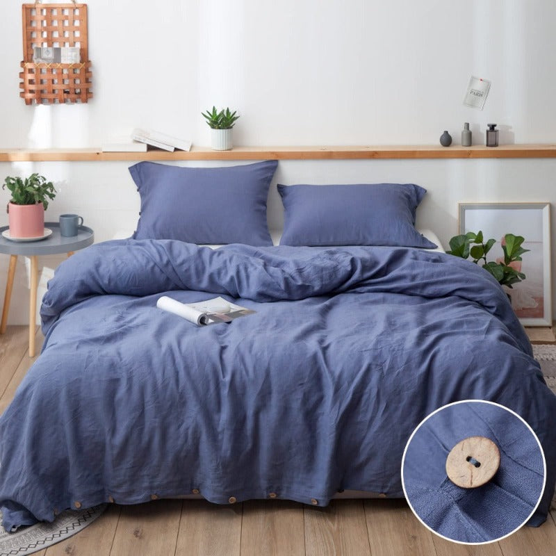 Linen Duvet Cover Set Button Loop Simple&Opulence