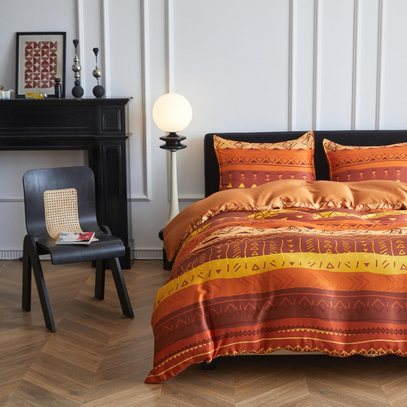 Viscose from Bamboo Duvet Cover Set-Graduated color pattern （Geometric Rust）