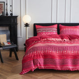 Viscose from Bamboo Duvet Cover Set-Graduated color pattern （Geometric Magenta）