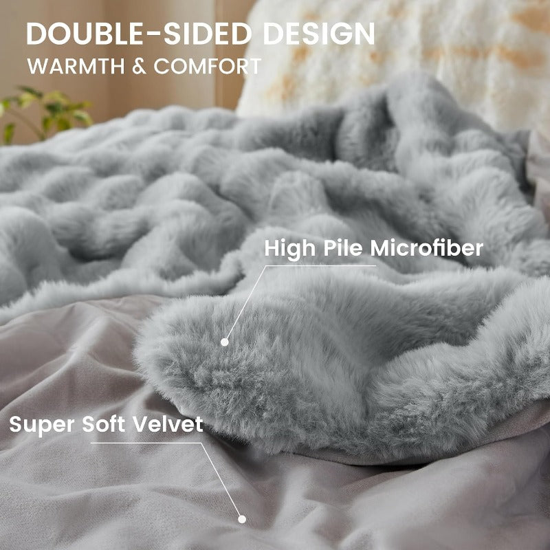 Fluffy Faux Fur Comforter Set