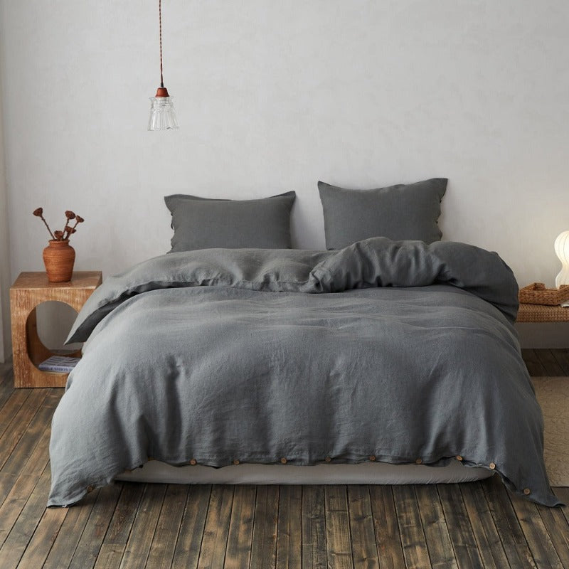 Linen Duvet Cover Set Button Loop Simple&Opulence