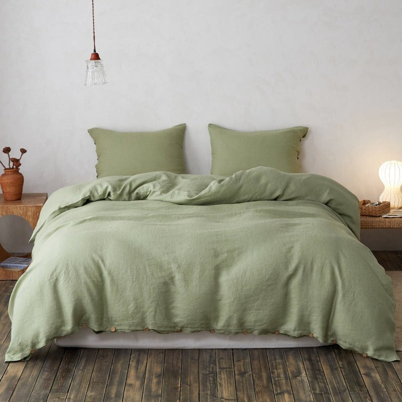 Linen Duvet Cover Set Button Loop Simple&Opulence