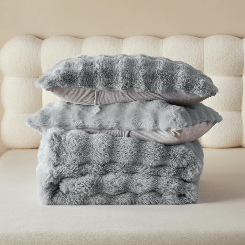 Fluffy Faux Fur Comforter Set