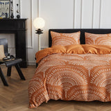 Viscose from Bamboo Duvet Cover Set-Scalloped pattern （rust）