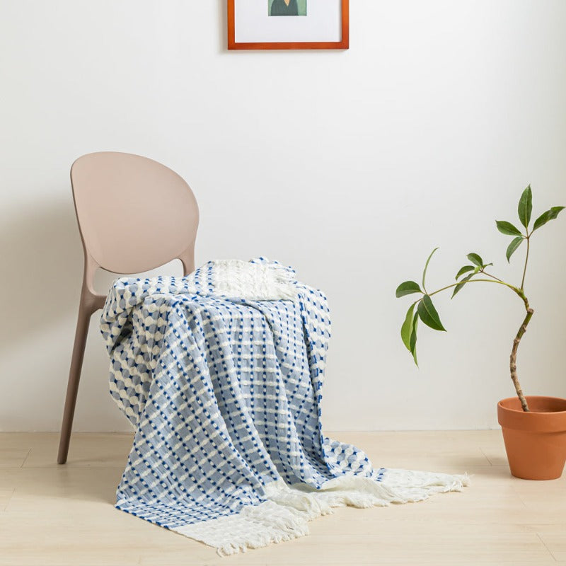 Linen And Cotton Blend Throw Blanket With Tassels | Breathable & Soft – Simple&Opulence