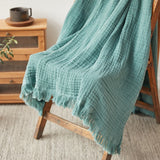 Cotton Muslin Throw Blanket - Gauze Knit Woven Tassels-show