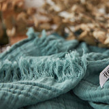 Cotton Muslin Throw Blanket - Gauze Knit Woven Tassels--show