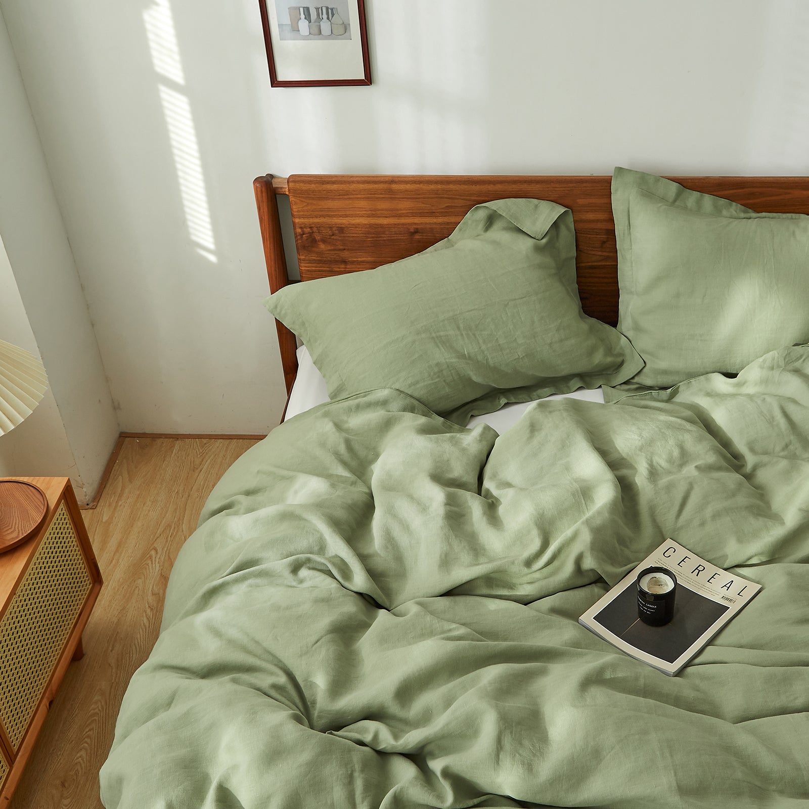 Linen Duvet Cover Set - Basic Style, Light Grey King