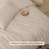 100% Cotton Boho Tufted Duvet Cover Set-Stripes embroidery