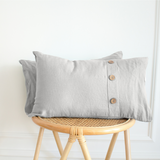 Linen Lumbar Pillow Cover - Coconut Button
