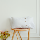 Linen Lumbar Pillow Cover - Coconut Button