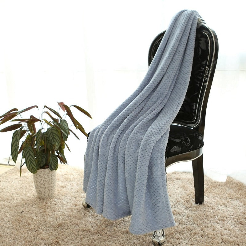 Flannel Throw Blanket - Jacquard Dot Pattern