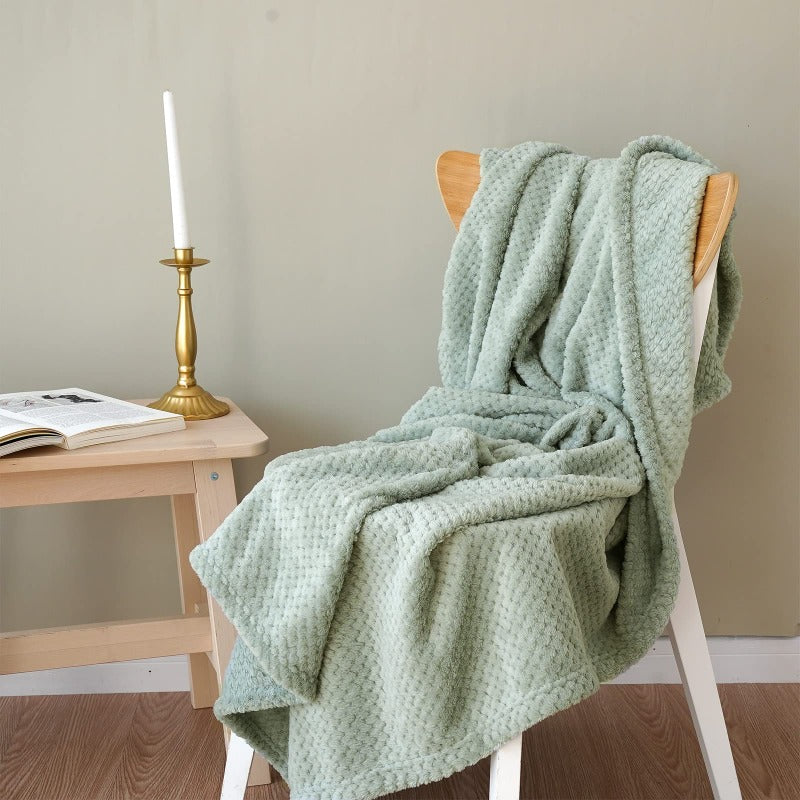 Flannel Throw Blanket - Jacquard Dot Pattern