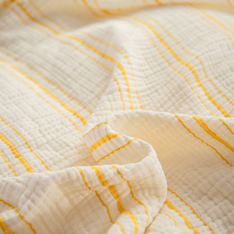 Cotton Muslin Throw Blanket - Yarn-dyed stripes-detail show