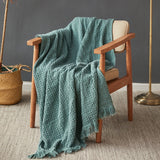 Cotton Throw Blanket - Waffle Knit Woven Tassels