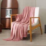 Cotton Throw Blanket - Waffle Knit Woven Tassels